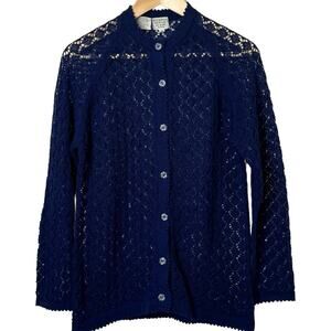 Vintage Zado Size Medium Crocheted Button Front Cardigan Sweater Korea